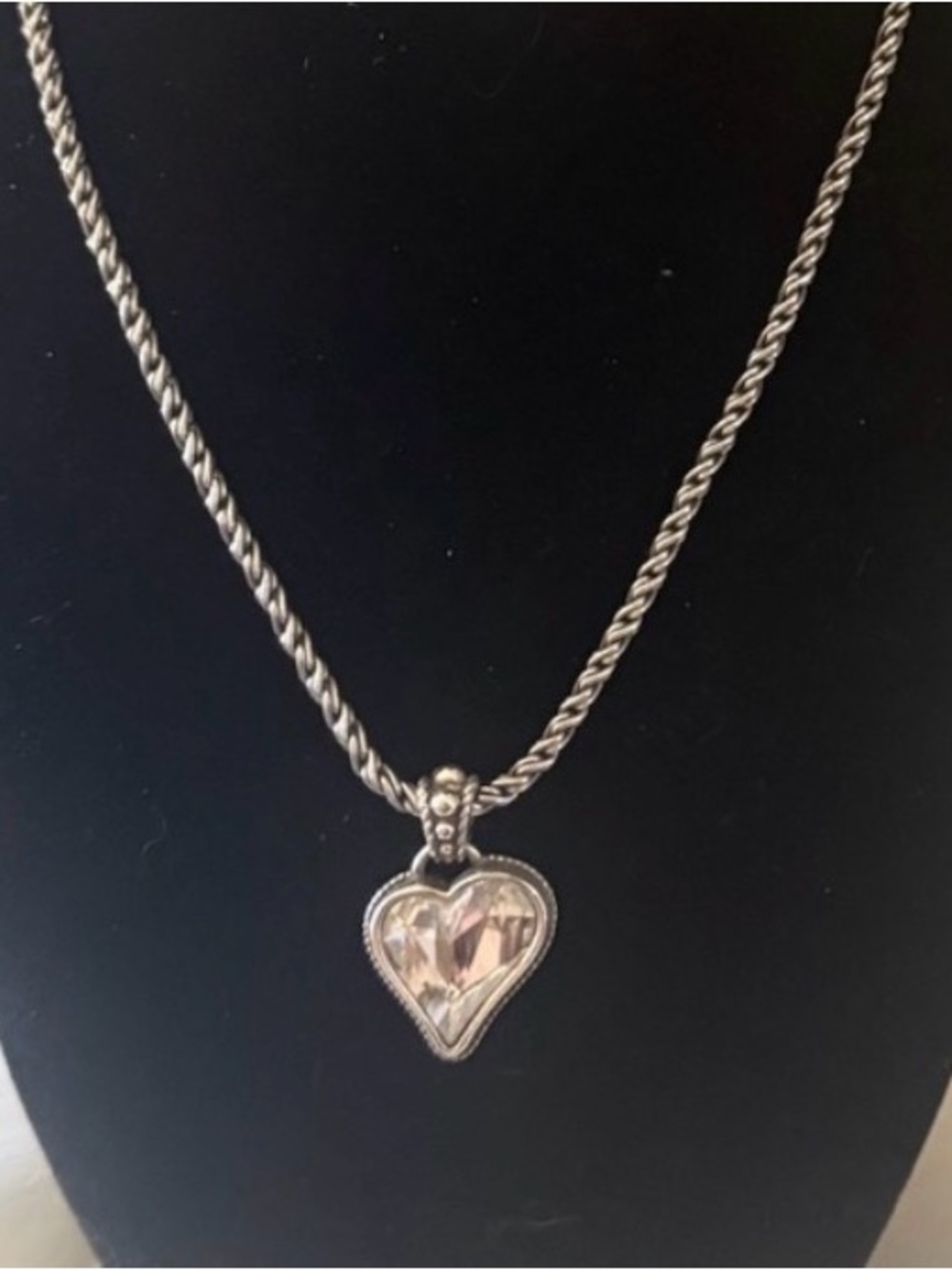 💎💍 RARE BRIGHTON VINTAGE SLVR Swarovski Crystal ‘BiBi Gem Heart’ Necklace!
